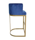 Chaise de bar velours bleu pieds doré Wellington - 