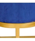 Chaise de bar velours bleu pieds doré Wellington - 