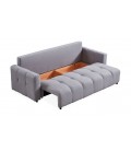 Canapé 3 places convertible tissu gris clair William - 