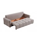 Canapé 3 places convertible tissu taupe William - 