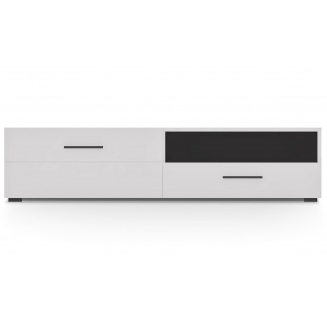 Meuble tv moderne avec tiroir et 1 porte l140cm blanc brillant Zadar - 