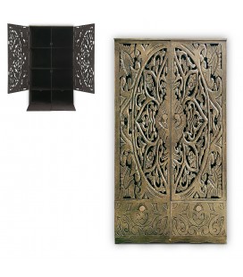 Armoire sculptée style oriental L90cm bois bronze Vittoria