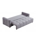 Canapé 3 places convertible tissu gris clair William - 