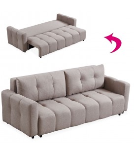 Canapé 3 places convertible tissu taupe William