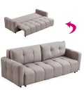 Canapé 3 places convertible tissu taupe William - 