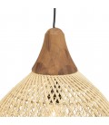 Suspension cloche 40x40cm rotin couleur naturelle et teck SULA