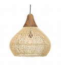 Suspension cloche 40x40cm rotin couleur naturelle et teck SULA