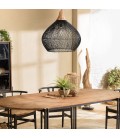 Suspension cloche 68x68cm en rotin couleur noire et teck SULA