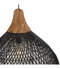 Suspension cloche 68x68cm en rotin couleur noire et teck SULA