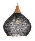 Suspension cloche 68x68cm en rotin couleur noire et teck SULA