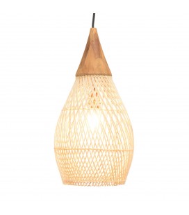 Suspension goutte 25x25cm rotin couleur naturelle et teck SULA