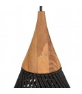 Suspension goutte 25x25cm en rotin couleur noire et teck SULA