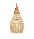 Suspension goutte 25x25cm rotin couleur naturelle et teck SULA