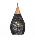 Suspension goutte 25x25cm en rotin couleur noire et teck SULA