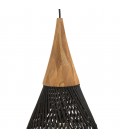 Suspension goutte 35x35cm en rotin couleur noire et teck SULA