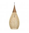 Suspension goutte 35x35cm rotin couleur naturelle et teck SULA