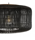 Suspension seau 76x76cm en rotin couleur noire et teck SULA