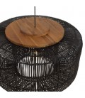 Suspension seau 76x76cm en rotin couleur noire et teck SULA