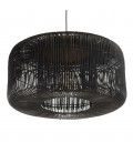 Suspension seau 76x76cm en rotin couleur noire et teck SULA