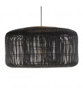 Suspension seau 76x76cm en rotin couleur noire et teck SULA