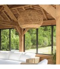 Suspension boule 83x83cm en abaca couleur naturelle et teck SULA