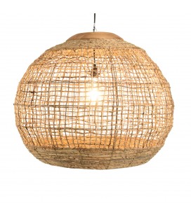 Suspension boule 83x83cm en abaca couleur naturelle et teck SULA