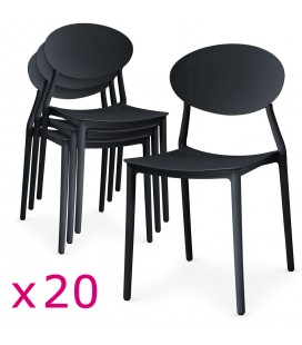 Lot de 20 chaises empilables noires Toronto