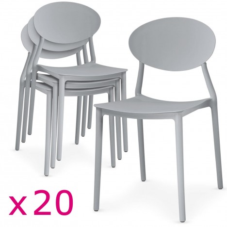 Lot de 20 chaises empilables grisesToronto