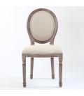 Lot de 2 chaises médaillon Louis XVI tissu beige Versailles - 