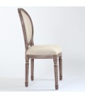 Lot de 2 chaises médaillon Louis XVI tissu beige Versailles - 