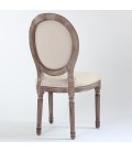 Lot de 2 chaises médaillon Louis XVI tissu beige Versailles - 