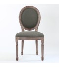 Lot de 2 chaises médaillon Louis XVI tissu gris Versailles - 