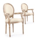 Lot de 2 chaises médaillon Louis XVI cosy tissu beige Versailles - 