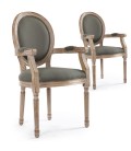 Lot de 2 chaises médaillon Louis XVI cosy tissu gris Versailles - 