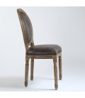 Lot de 2 chaises de style médaillon Louis XVI tissu marron effet vieilli Versailles - 