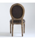 Lot de 2 chaises de style médaillon Louis XVI tissu marron effet vieilli Versailles - 