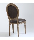 Lot de 2 chaises de style médaillon Louis XVI tissu marron effet vieilli Versailles - 