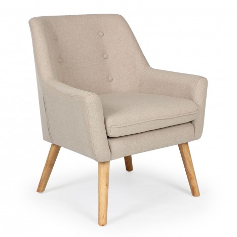 Fauteuil scandinave tissu beige Split - 