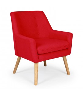 Fauteuil scandinave tissu rouge Split