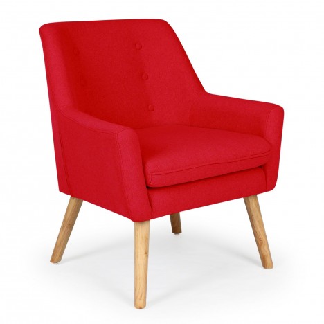 Fauteuil scandinave tissu rouge Split - 