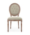 Lot de 2 chaises de style médaillon Louis XVI bois patiné & tissu capitonné beige Versailles - 