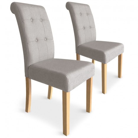 Lot de 2 chaises tissu beige Adam - 