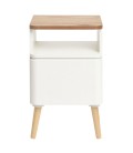 Table de chevet scandinave blanc et bois Bergane - 