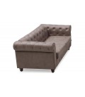 Canapé vintage marron en tissu capitonné 2 places Chesterfield - 