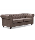 Canapé vintage marron en tissu capitonné 2 places Chesterfield - 