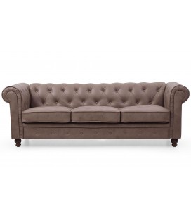 Canapé 3 places vintage capitonné Chesterfield - 