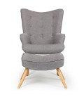 Fauteuil scandinave + pouf tissu gris clair Milly - 