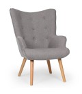 Fauteuil scandinave + pouf tissu gris clair Milly - 