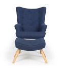 Fauteuil scandinave + pouf tissu bleu Milly - 