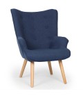 Fauteuil scandinave + pouf tissu bleu Milly - 